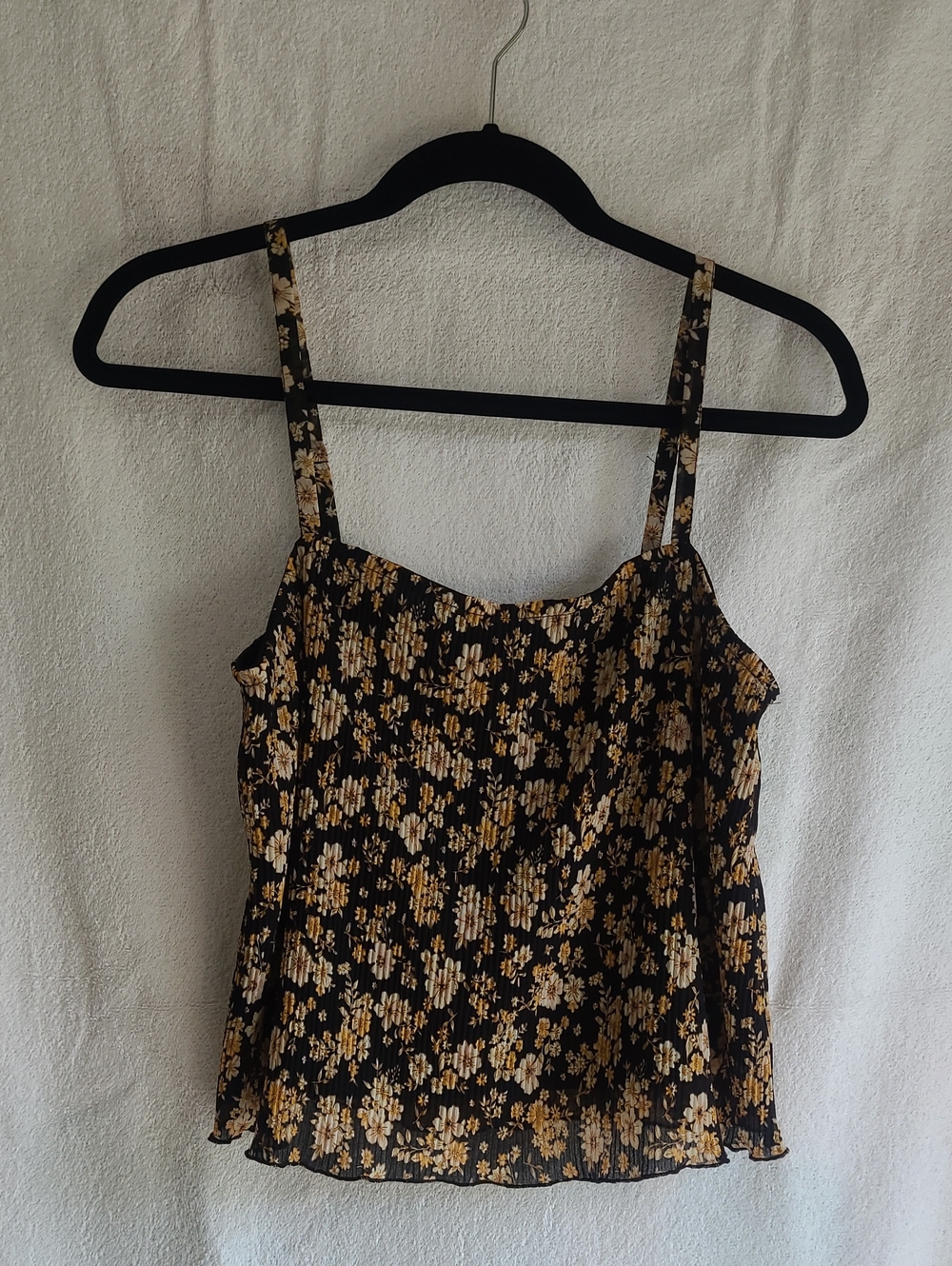 Blu Pepper Black Floral Cami with Mustard Accents